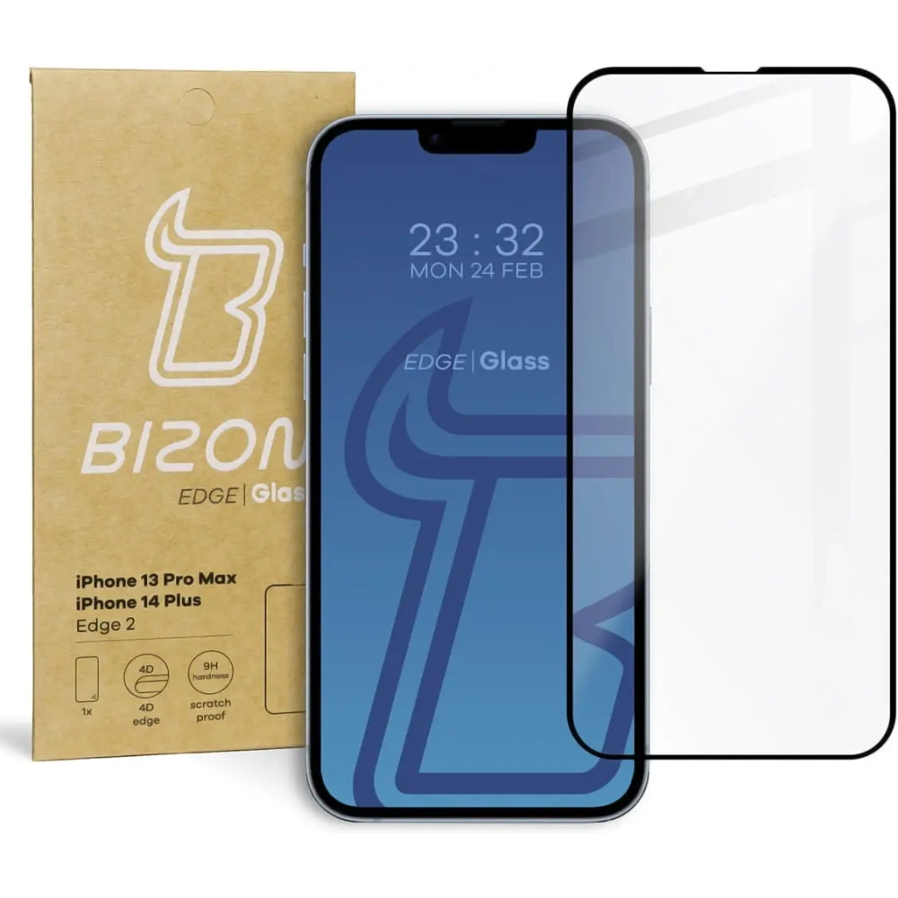 Szkło hartowane Bizon Glass Edge 2 do Apple iPhone 14 Plus / 13 Pro Max czarne