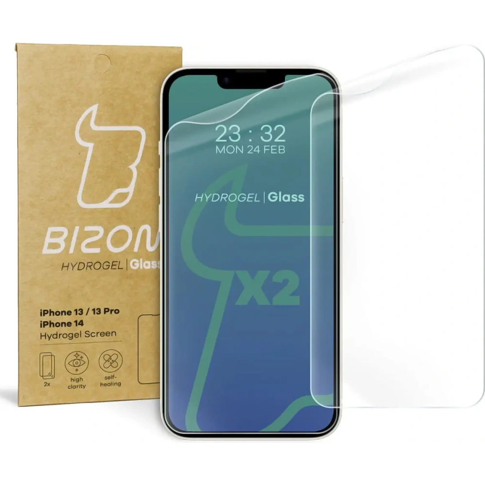 Folia hydrożelowa na ekran Bizon Glass Hydrogel Apple iPhone 14 / 13 / 13 Pro [2 PACK]