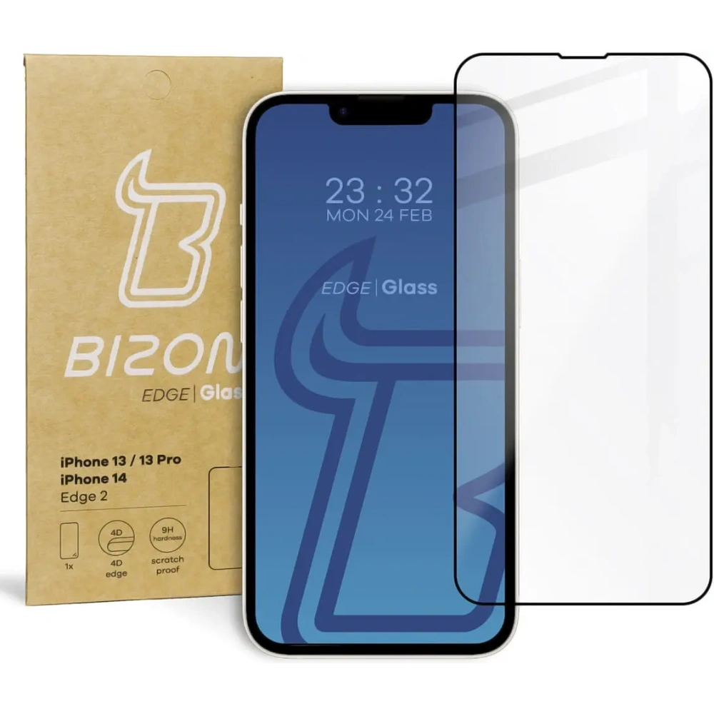 Szkło hartowane Bizon Glass Edge 2 do Apple iPhone 14 / 13 / 13 Pro czarne