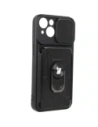 Bizon Case Camshield Kártyahely Gyűrű Apple iPhone 14 fekete