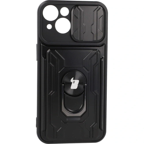 Kup Bizon Case Camshield Kártyahely Gyűrű Apple iPhone 14 fekete - BIZ188 - {ean13} - Sklep Home Screen