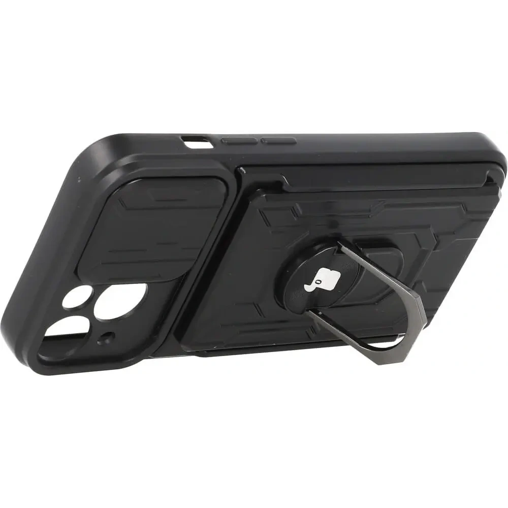 Etui Bizon Case Camshield Card Slot Ring do Apple iPhone 14 czarne