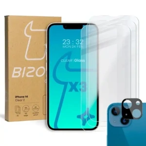 Kup 3x Szkło na ekran + szkło na aparat BIZON do Apple iPhone 14 - BIZ190 - {ean13} - Sklep Home Screen