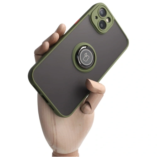 Kup Bizon Case Hybrid Ring Apple iPhone 14 Plus fumuriu cu un cadru verde - BIZ199 - {ean13} - Sklep Home Screen