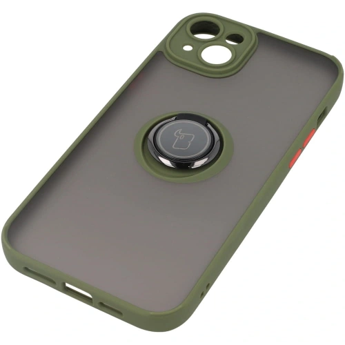 Kup Etui z uchwytem na palec Bizon Case Hybrid Ring do Apple iPhone 14 Plus przydymione z zieloną ramką - BIZ199 - {ean13} - Sklep Home Screen