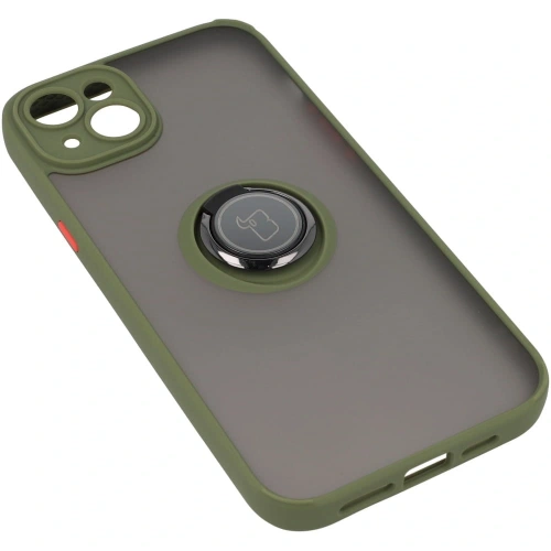 Kup Etui z uchwytem na palec Bizon Case Hybrid Ring do Apple iPhone 14 Plus przydymione z zieloną ramką - BIZ199 - {ean13} - Sklep Home Screen