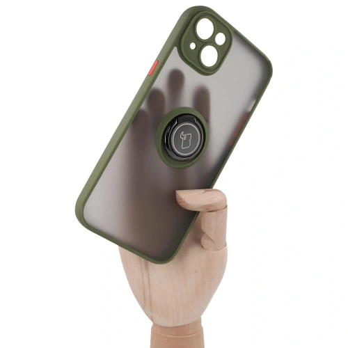 Kup Etui z uchwytem na palec Bizon Case Hybrid Ring do Apple iPhone 14 Plus przydymione z zieloną ramką - BIZ199 - {ean13} - Sklep Home Screen