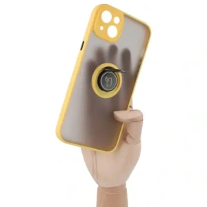 Kup Etui z uchwytem na palec Bizon Case Hybrid Ring do Apple iPhone 14 Plus przydymione z żółtą ramką - BIZ200 - {ean13} - Sklep Home Screen