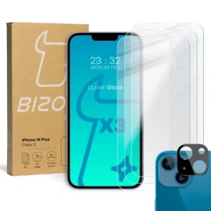 Kup BIZON 3x képernyő üveg + kamera üveg Apple iPhone 14 Plus - BIZ201 - {ean13} - Sklep Home Screen