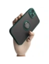 Etui s úchopem na prst Bizon Case Hybrid Ring do Apple iPhone 14 Plus kouřové s tmavě zeleným rámem