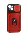Bizon Case Camshield Kártyahely Gyűrű Apple iPhone 14 Plus piros