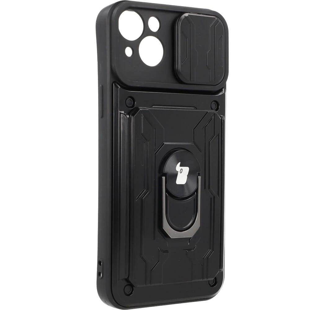 Etui Bizon Case Camshield Card Slot Ring do Apple iPhone 14 Plus czarne