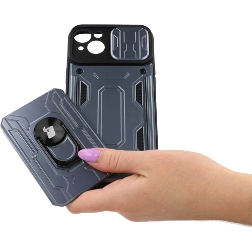 Kup Bizon Case Camshield Card Slot Ring Apple iPhone 14 Plus gri - BIZ218 - {ean13} - Sklep Home Screen