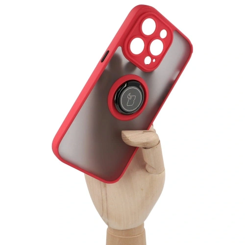 Kup Etui z uchwytem na palec Bizon Case Hybrid Ring do Apple iPhone 14 Pro kouřové s červeným rámem - BIZ229 - {ean13} - Sklep Home Screen