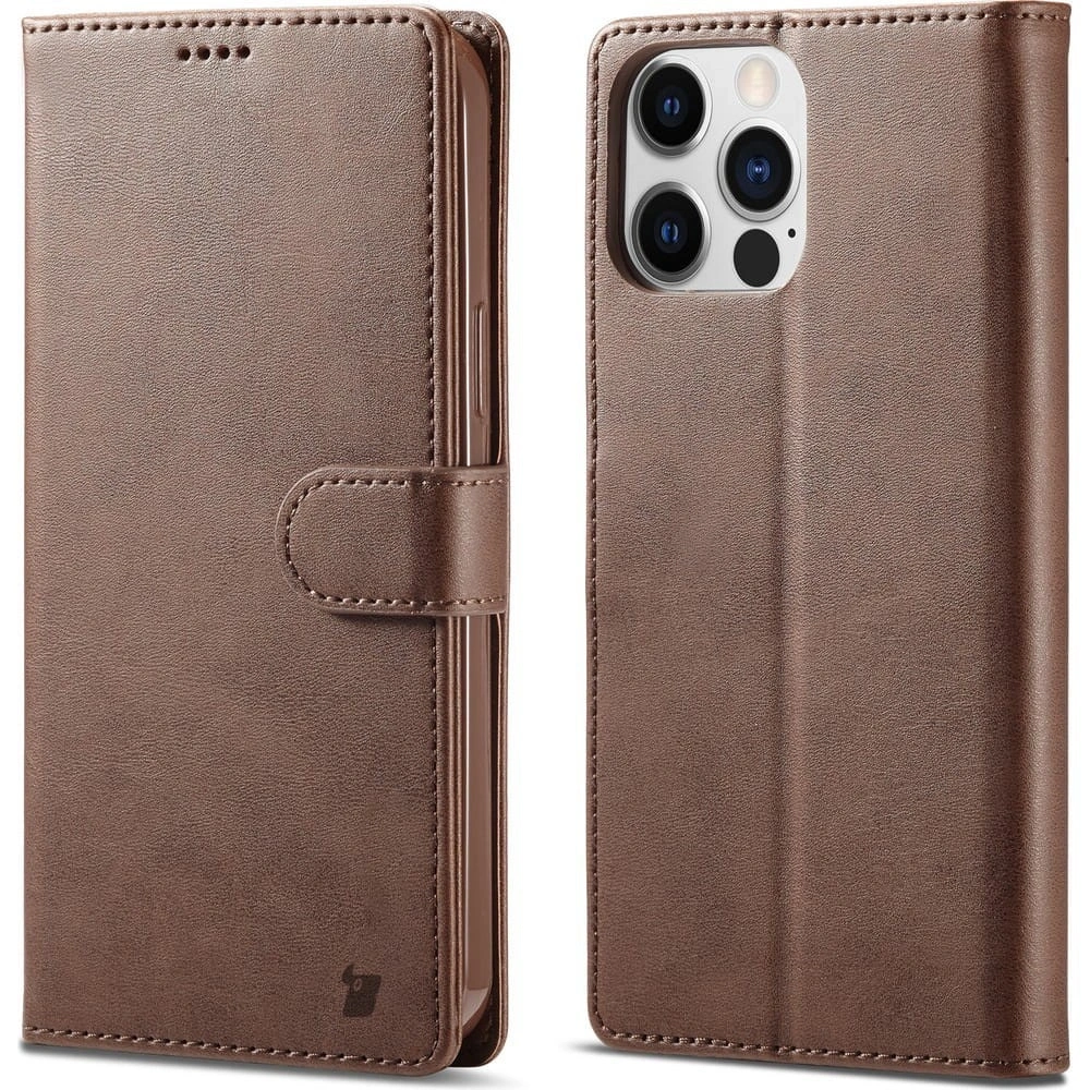 Etui Bizon Case Wallet do Apple iPhone 14 Pro ciemnobrązowe