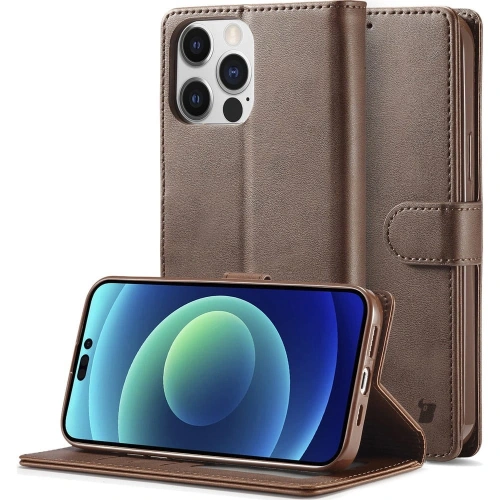 Kup Etui Bizon Case Wallet do Apple iPhone 14 Pro ciemnobrązowe - BIZ231 - {ean13} - Sklep Home Screen