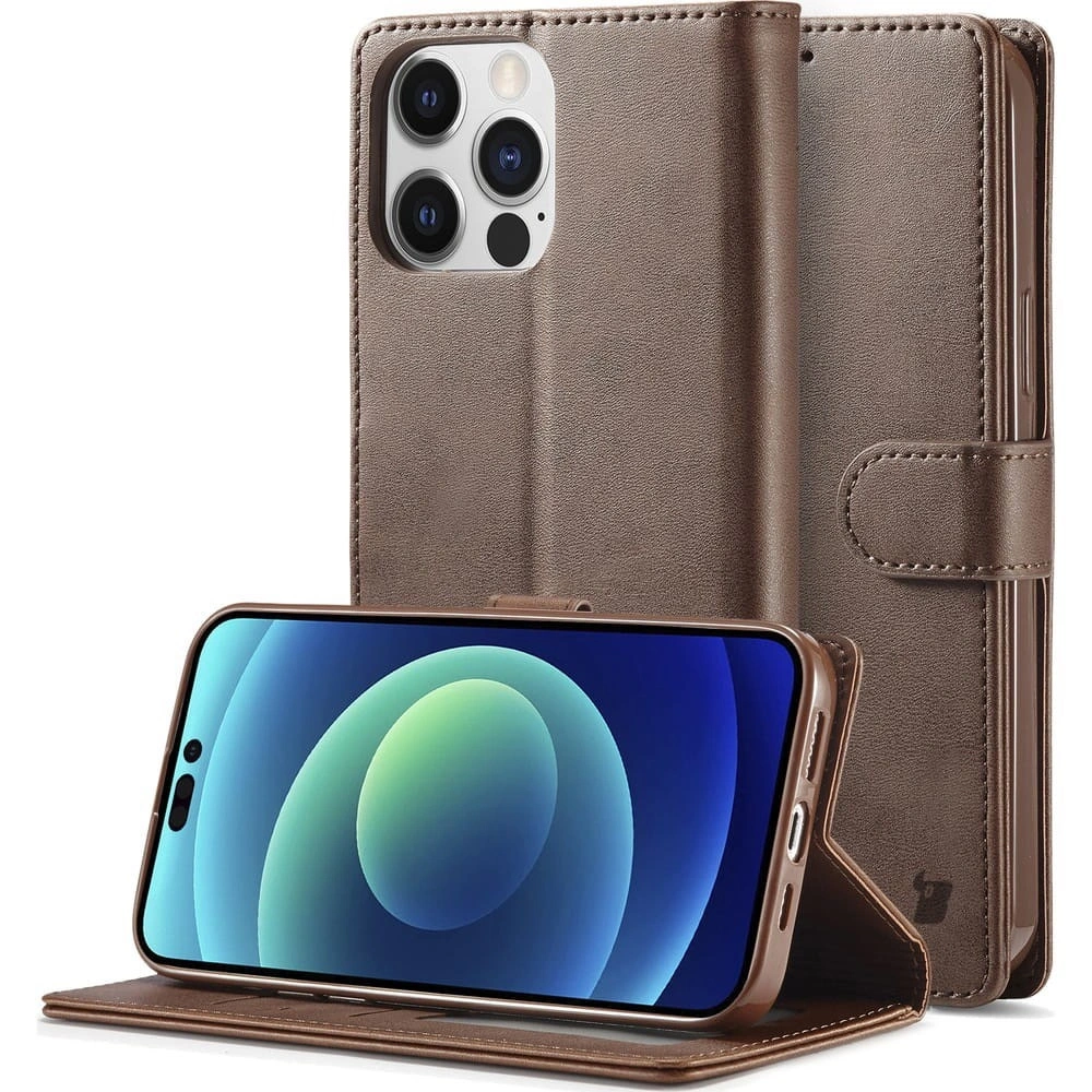 Etui Bizon Case Wallet do Apple iPhone 14 Pro ciemnobrązowe