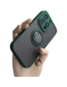 Etui z uchwytem na palec Bizon Case Hybrid Ring do Apple iPhone 14 Pro kouřové s tmavozeleným rámem