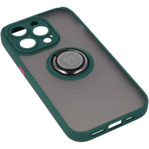 Kup Etui z uchwytem na palec Bizon Case Hybrid Ring do Apple iPhone 14 Pro kouřové s tmavozeleným rámem - BIZ233 - {ean13} - Sklep Home Screen