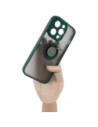 Kup Etui z uchwytem na palec Bizon Case Hybrid Ring do Apple iPhone 14 Pro kouřové s tmavozeleným rámem - BIZ233 - {ean13} - Sklep Home Screen