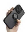 Etui z uchwytem na palec Bizon Case Hybrid Ring do Apple iPhone 14 Pro przydymione z czarną ramką