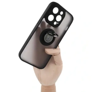 Kup Etui z uchwytem na palec Bizon Case Hybrid Ring do Apple iPhone 14 Pro przydymione z czarną ramką - BIZ234 - {ean13} - Sklep Home Screen