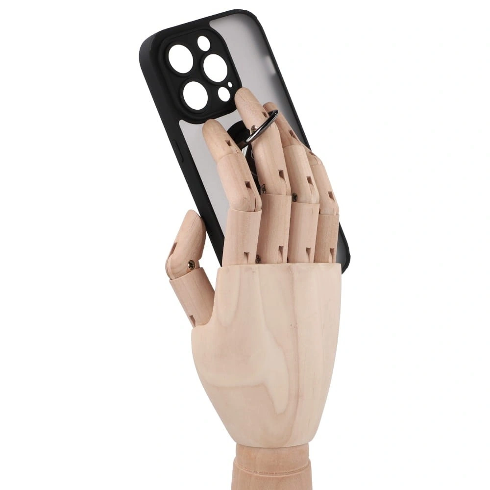 Etui z uchwytem na palec Bizon Case Hybrid Ring do Apple iPhone 14 Pro przydymione z czarną ramką