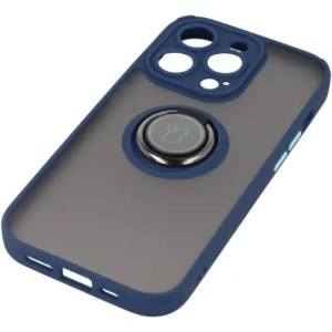 Kup Etui z uchwytem na palec Bizon Case Hybrid Ring do Apple iPhone 14 Pro przydymione z granatową ramką - BIZ235 - {ean13} - Sklep Home Screen