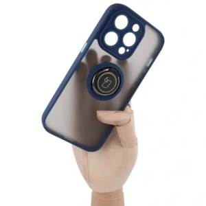 Kup Etui z uchwytem na palec Bizon Case Hybrid Ring do Apple iPhone 14 Pro przydymione z granatową ramką - BIZ235 - {ean13} - Sklep Home Screen