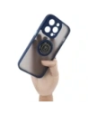 Kup Etui z uchwytem na palec Bizon Case Hybrid Ring do Apple iPhone 14 Pro przydymione z granatową ramką - BIZ235 - {ean13} - Sklep Home Screen