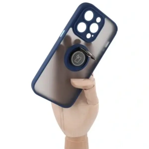Kup Etui z uchwytem na palec Bizon Case Hybrid Ring do Apple iPhone 14 Pro przydymione z granatową ramką - BIZ235 - {ean13} - Sklep Home Screen