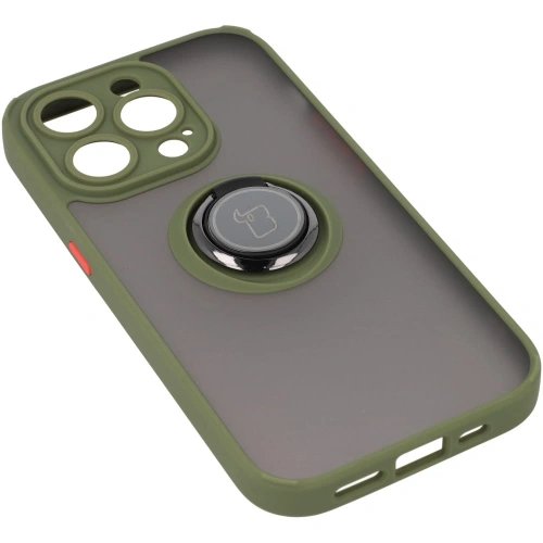 Buy Bizon Case Hybrid Ring Apple iPhone 14 Pro smoky with a green frame - BIZ238 - {ean13} - Home Screen Store Europe
