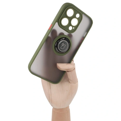 Buy Bizon Case Hybrid Ring Apple iPhone 14 Pro smoky with a green frame - BIZ238 - {ean13} - Home Screen Store Europe