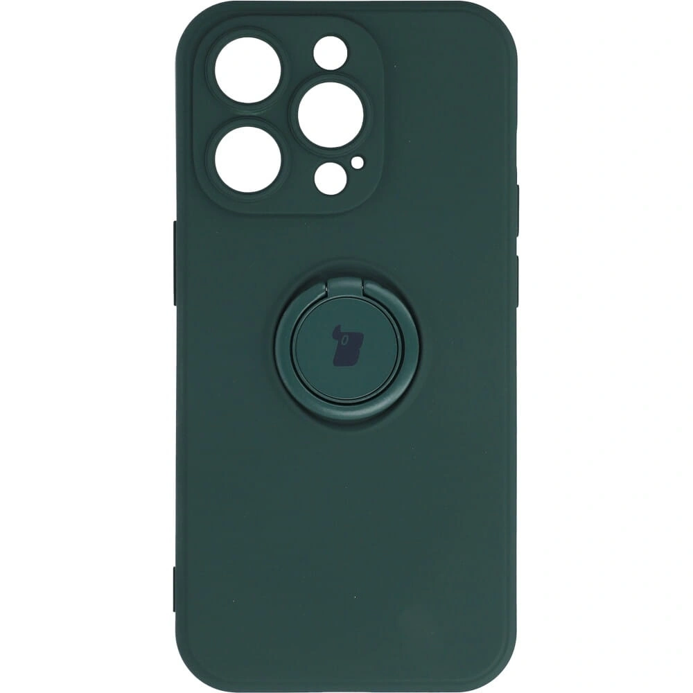 Etui Bizon Case Silicone Ring Sq do Apple iPhone 14 Pro ciemnozielone