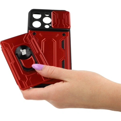 Kup Bizon Case Camshield Kártyahely Gyűrű Apple iPhone 14 Pro piros - BIZ240 - {ean13} - Sklep Home Screen