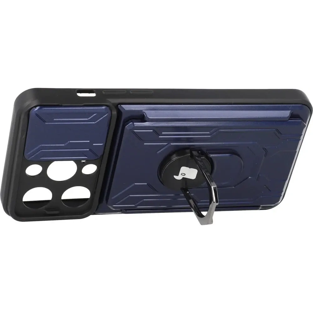 Etui Bizon Case Camshield Card Slot Ring do Apple iPhone 14 Pro granatowe