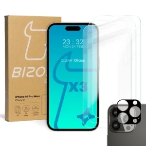 Kup 3x Sklo na displej + sklo na kameru BIZON pro Apple iPhone 14 Pro Max - BIZ253 - {ean13} - Sklep Home Screen