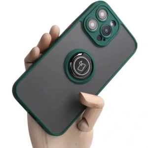 Kup Etui z uchwytem na palec Bizon Case Hybrid Ring do Apple iPhone 14 Pro Max zakouřené s tmavě zeleným rámečkem - BIZ256 - {ean13} - Sklep Home Screen