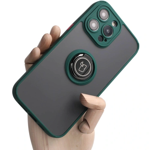 Kup Etui z uchwytem na palec Bizon Case Hybrid Ring do Apple iPhone 14 Pro Max zakouřené s tmavě zeleným rámečkem - BIZ256 - {ean13} - Sklep Home Screen