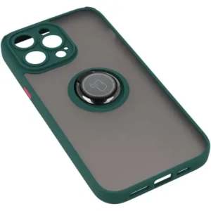 Kup Etui z uchwytem na palec Bizon Case Hybrid Ring do Apple iPhone 14 Pro Max przydymione z ciemnozieloną ramką - BIZ256 - {ean13} - Sklep Home Screen