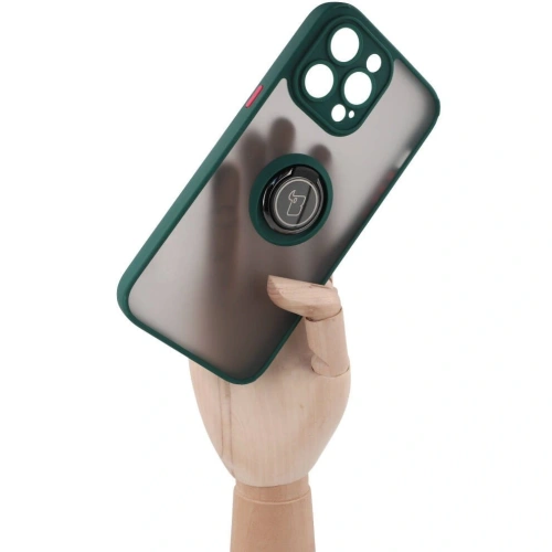Kup Etui z uchwytem na palec Bizon Case Hybrid Ring do Apple iPhone 14 Pro Max zakouřené s tmavě zeleným rámečkem - BIZ256 - {ean13} - Sklep Home Screen