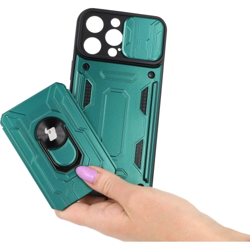 Kup Etui Bizon Case Camshield Card Slot Ring do Apple iPhone 14 Pro Max zelené - BIZ257 - {ean13} - Sklep Home Screen