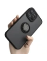 Etui z uchwytem na palec Bizon Case Hybrid Ring do Apple iPhone 14 Pro Max kouřové s černým rámečkem