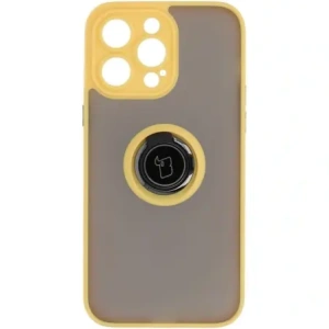 Kup Etui z uchwytem na palec Bizon Case Hybrid Ring do Apple iPhone 14 Pro Max przydymione z żółtą ramką - BIZ260 - {ean13} - Sklep Home Screen