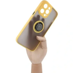 Kup Etui z uchwytem na palec Bizon Case Hybrid Ring do Apple iPhone 14 Pro Max kouřové s žlutým rámem - BIZ260 - {ean13} - Sklep Home Screen