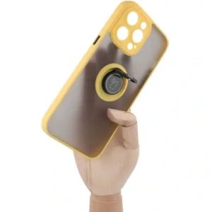 Kup Etui z uchwytem na palec Bizon Case Hybrid Ring do Apple iPhone 14 Pro Max kouřové s žlutým rámem - BIZ260 - {ean13} - Sklep Home Screen