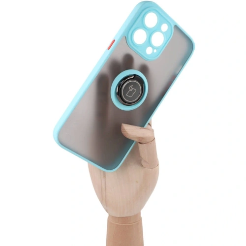 Kup Etui s úchytem na prst Bizon Case Hybrid Ring pro Apple iPhone 14 Pro Max kouřové s jasně modrým rámečkem - BIZ261 - {ean13} - Sklep Home Screen