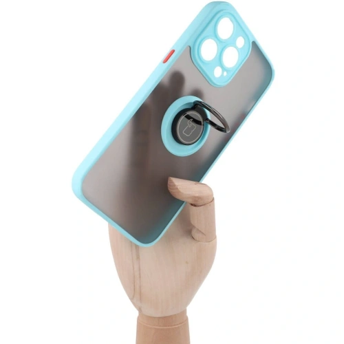 Buy Bizon Case Hybrid Ring Apple iPhone 14 Pro Max smoky with a light blue frame - BIZ261 - {ean13} - Home Screen Store Europe