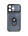 Etui Bizon Case Camshield Card Slot Ring do Apple iPhone 14 Pro Max szare