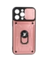 Bizon Case Camshield Kártyahely Gyűrű Apple iPhone 14 Pro Max világos rózsaszín